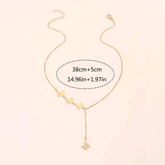 Gold‎ toneButterfly Charm Y Lariat Necklace minimalist  for women - Picture 4 of 4